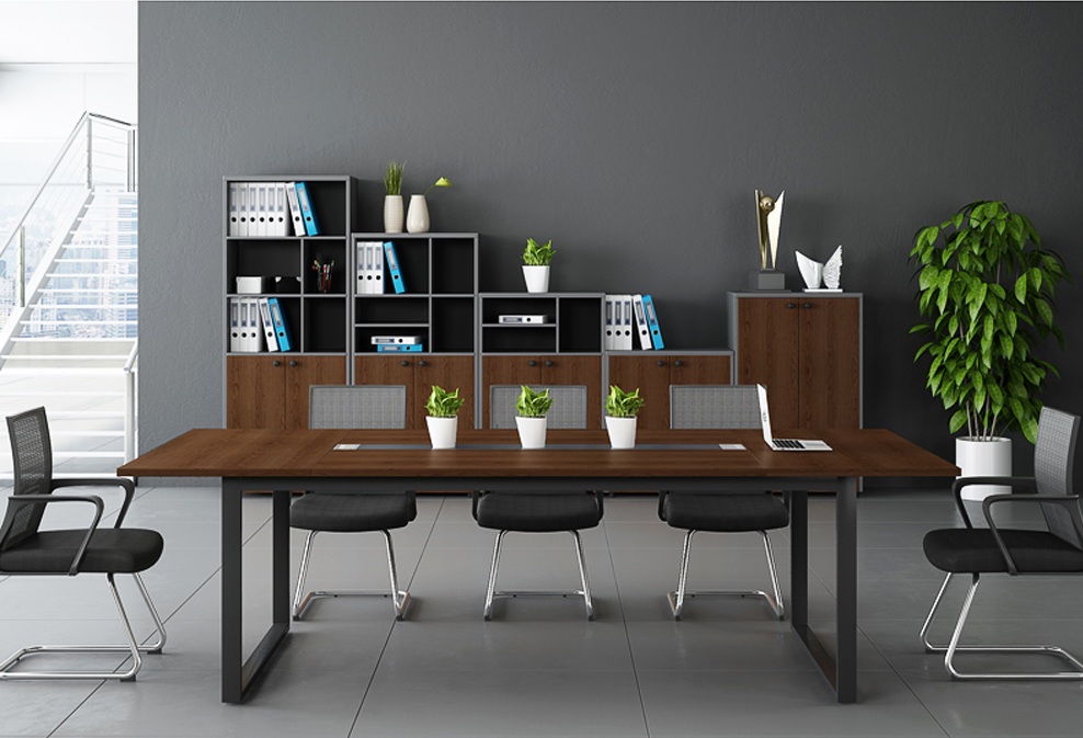 欧森雅黑胡桃板式会议桌精致耐用