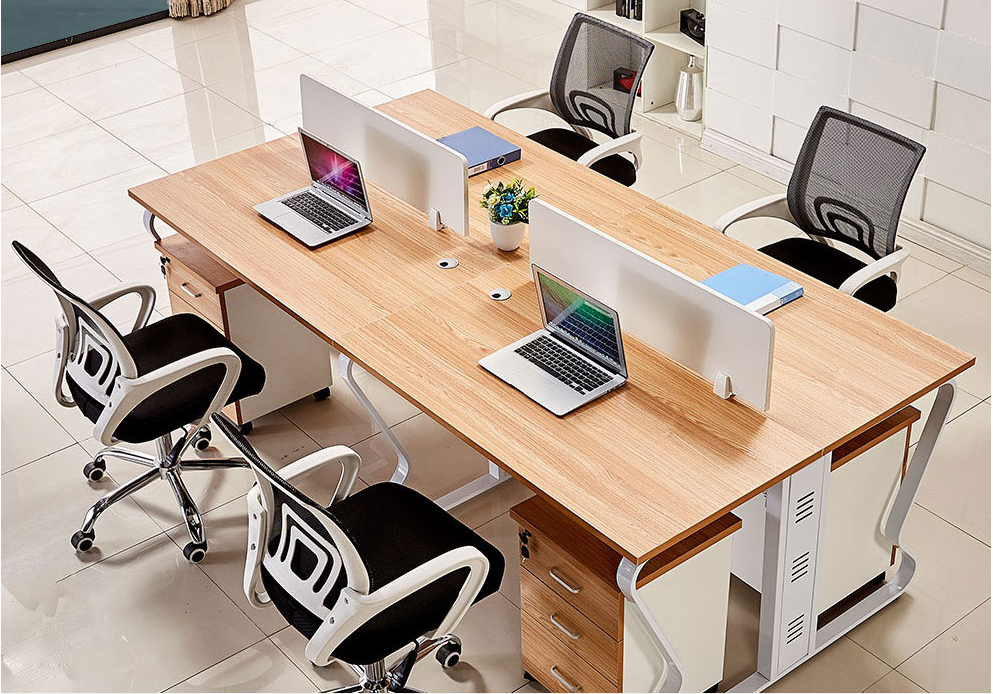 欧森雅蝴蝶钢架开放式四人位屏风办公桌